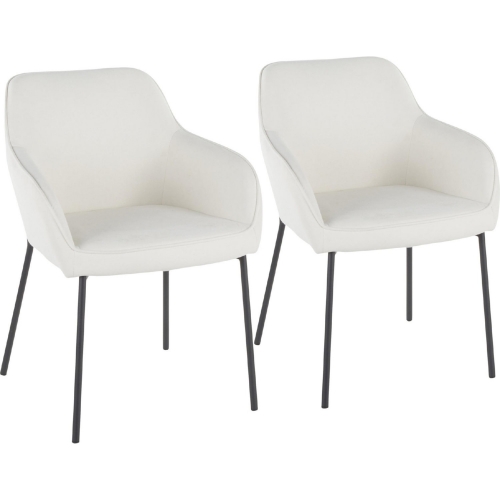 Daniella Dining Chair in Cream Fabric & Black Metal (Set of 2)